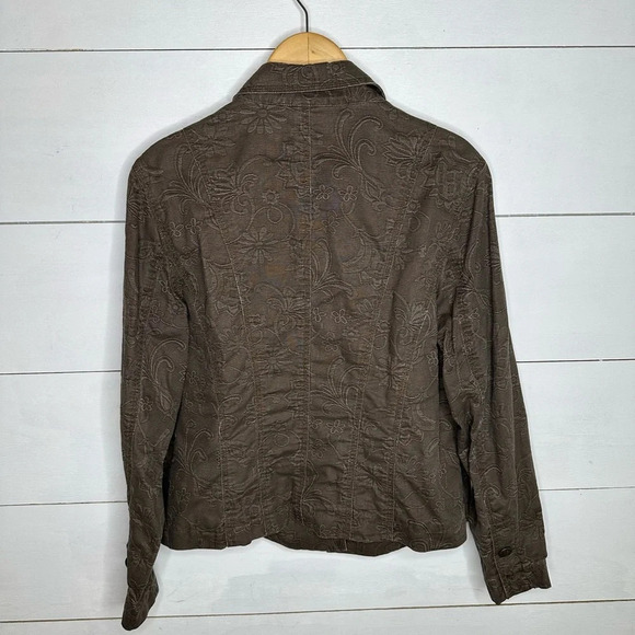 Chico's Brown Jacket with Floral Print Pattern Chico's Size 2 - Large 12 - Picture 7 of 8